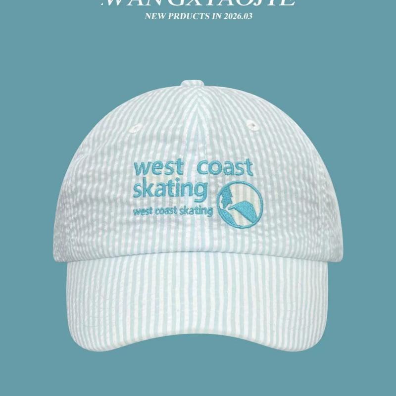 Striped letter embroidered baseball cap women's spring new summer thin breathable sunshade cap tide
