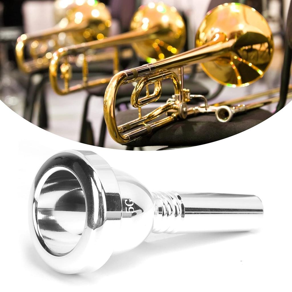 Tenor Trombone Mouthpiece, Wear-Resistant, for Practice and Performance (Silver)