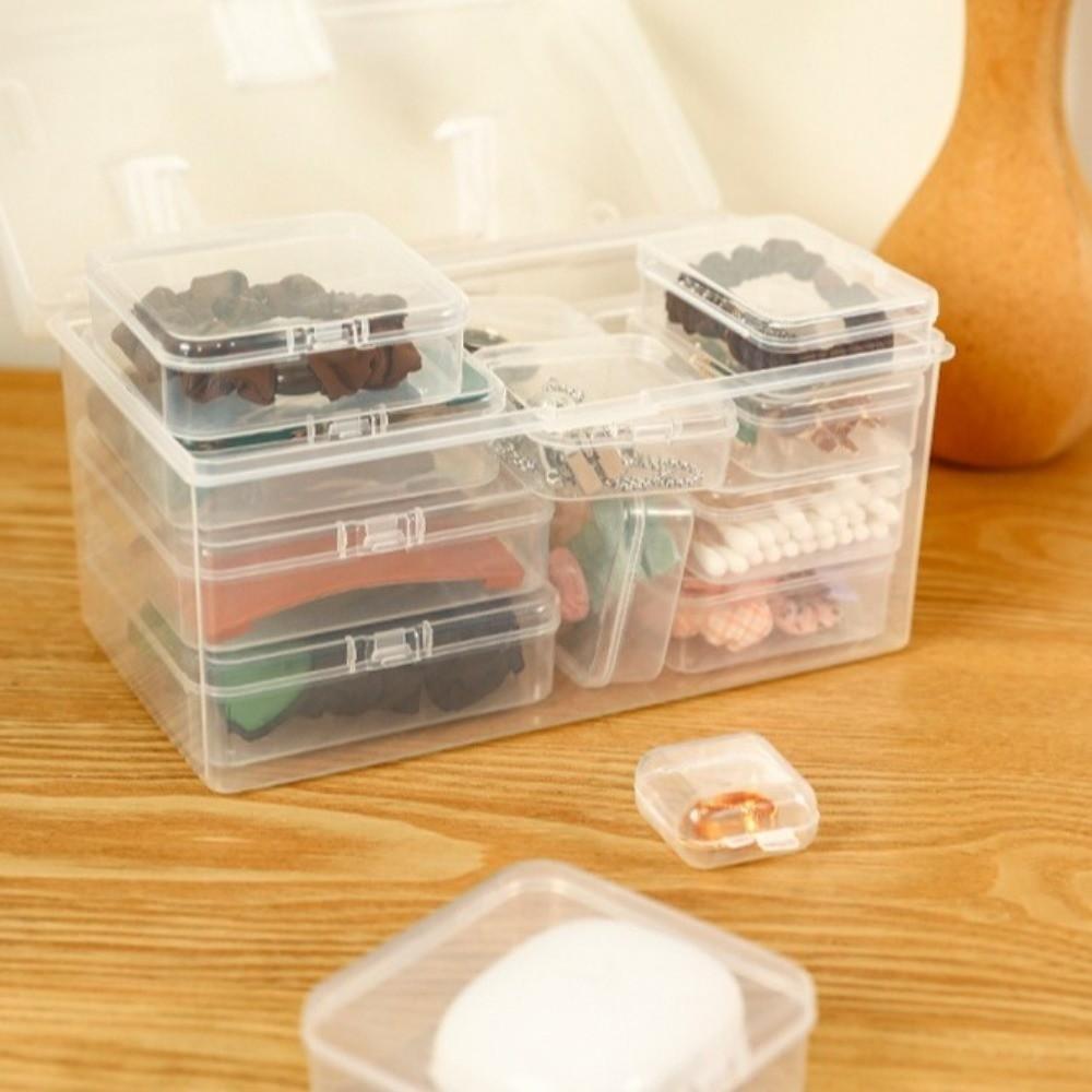 Rectangle Transparent Storage Box Flip Cover Sewing Storage Box  Jewelry Storage