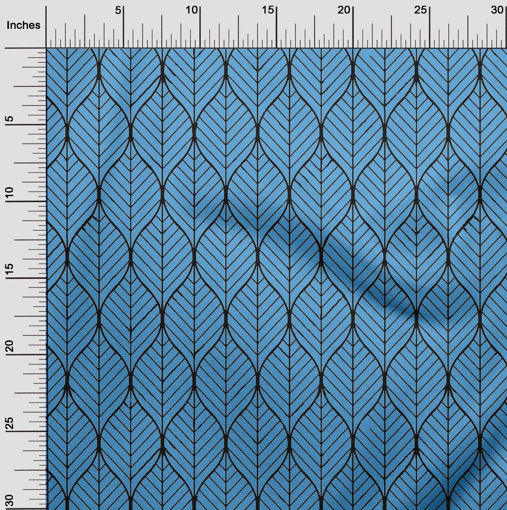 oneOone Cotton Flex Medium Blue Fabric Geometric Ogee Sewing Fabric By The Yard Printed Diy Clothing Sewing Supplies 40 Inch