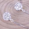Luxury Full Rhinestone Inlaid Tassel Round Ball Long Dangle Women Stud Earrings
