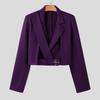 INCERUN Menn Lapel Langermet Front Cross Belte Kort Blazer Casual Jakker