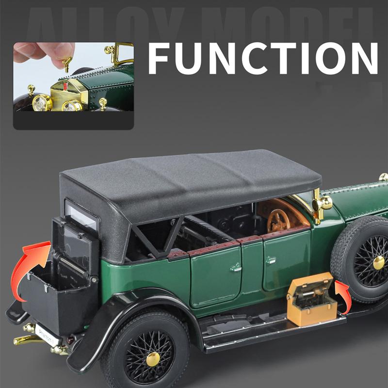 1/24 Rolls-Royce Phantom I Alloy Classic Luxy Car Model Diecast Metal Toy Retro Old Vehicles Car Model Sound and Light Kids Gift