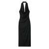 Fall and Winter New Women's Clothing Fashion Style Hanging Collar Open Back Sleeveless Long Midi Skirt Dress 9247782