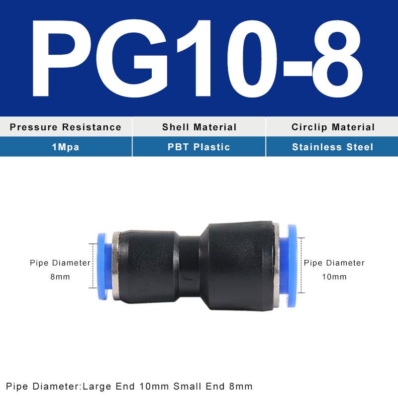 PG Pneumatic Fittings 2-Way Straight Connector Diameter Reduce For 8mm-6mm/6mm-4mm For Pneumatic Tube Air Hose Ventilation Valves 4