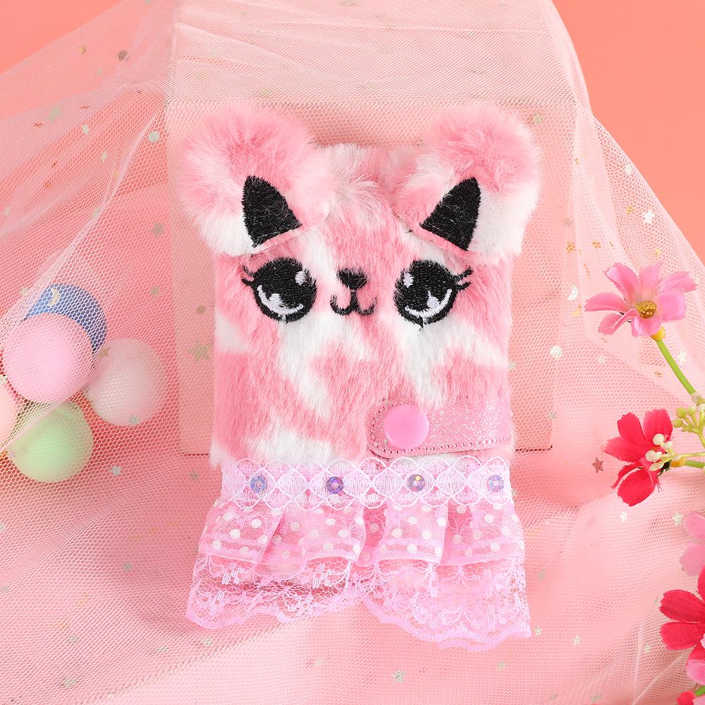 Cute Cat Princess Plush Notebook with Kawaii Pendant