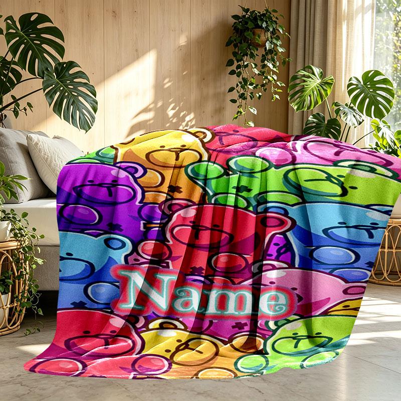 Custom Name Personalized Care Bears Print Blanket, Home Decor, Bedroom, Sofa, Camping, Couch, Gifts for Birthday Christmas