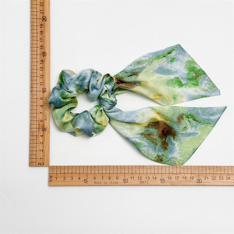 New Style Artistic Oil Painting Ribbon Hairband for Women, Elegant Design, Low Ponytail Elastic Hairstring