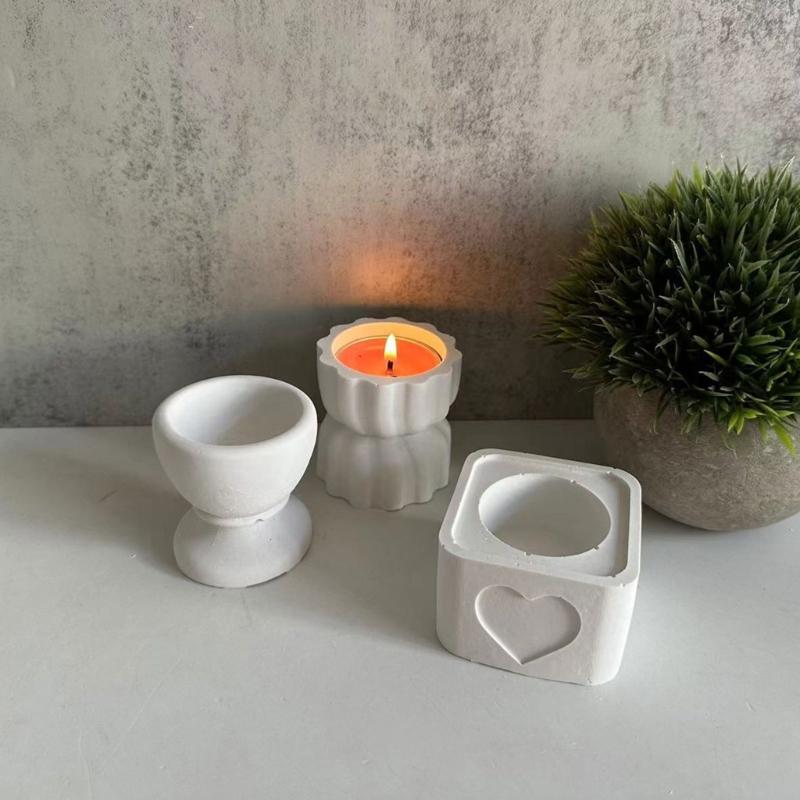 3D Candlestick Silicone Mold Candle Cup Molds Gypsum Candle Holder Mould Stylish Tealight Home Decorations Moulds