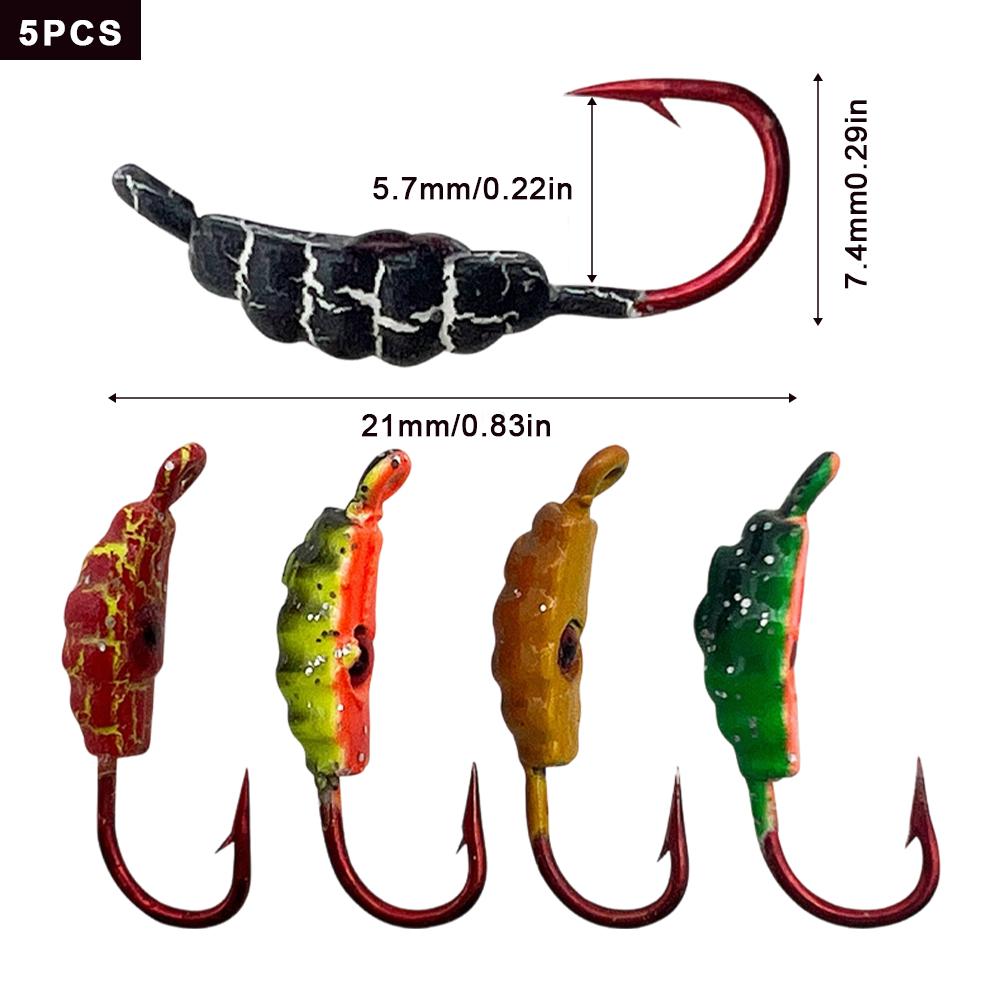 5PCS/Bag Lure Mini Ice Fishing Jigs Sharp Hook Tip with Strong Penetration Glow-in-the-Dark Jighead Hook Lure Fishing Tackle
