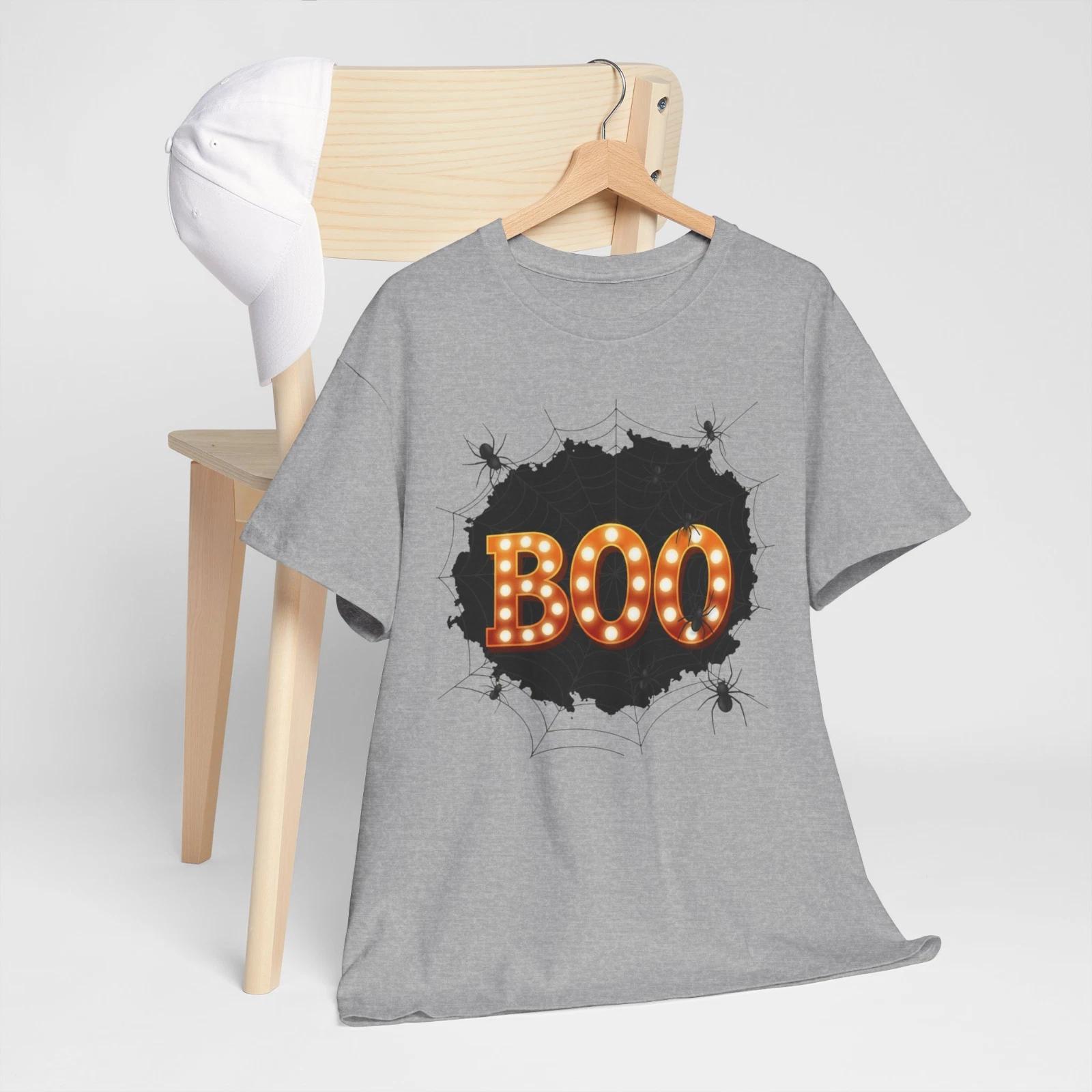 Gray and Orange Halloween Boo T-Shirt S