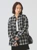 Ray Beams Women's Ombre Check Oversized Shirt, Black, One Size, Large/Sized Shirt/Blouse