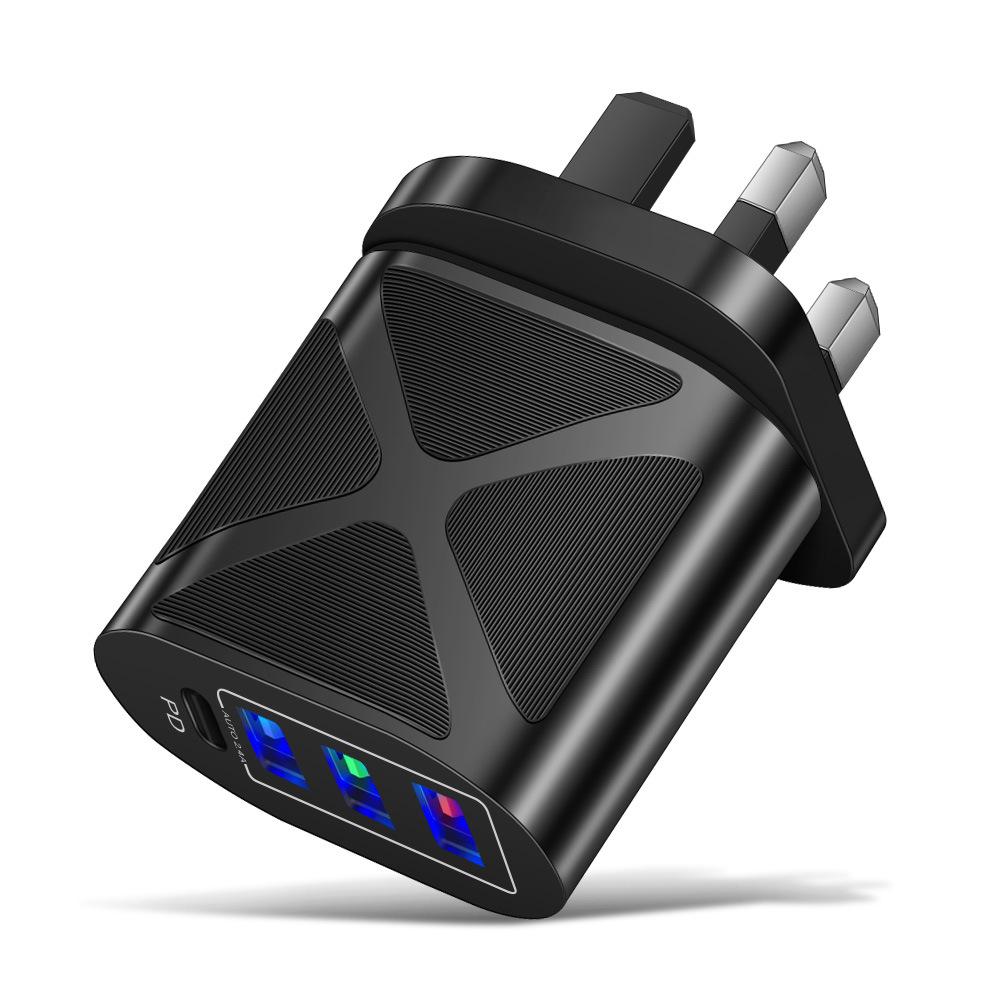Mobile Phone Charging Head Fireproof Material 3.1A Multi-port 3USB+PD Type-c Mobile Phone Charger