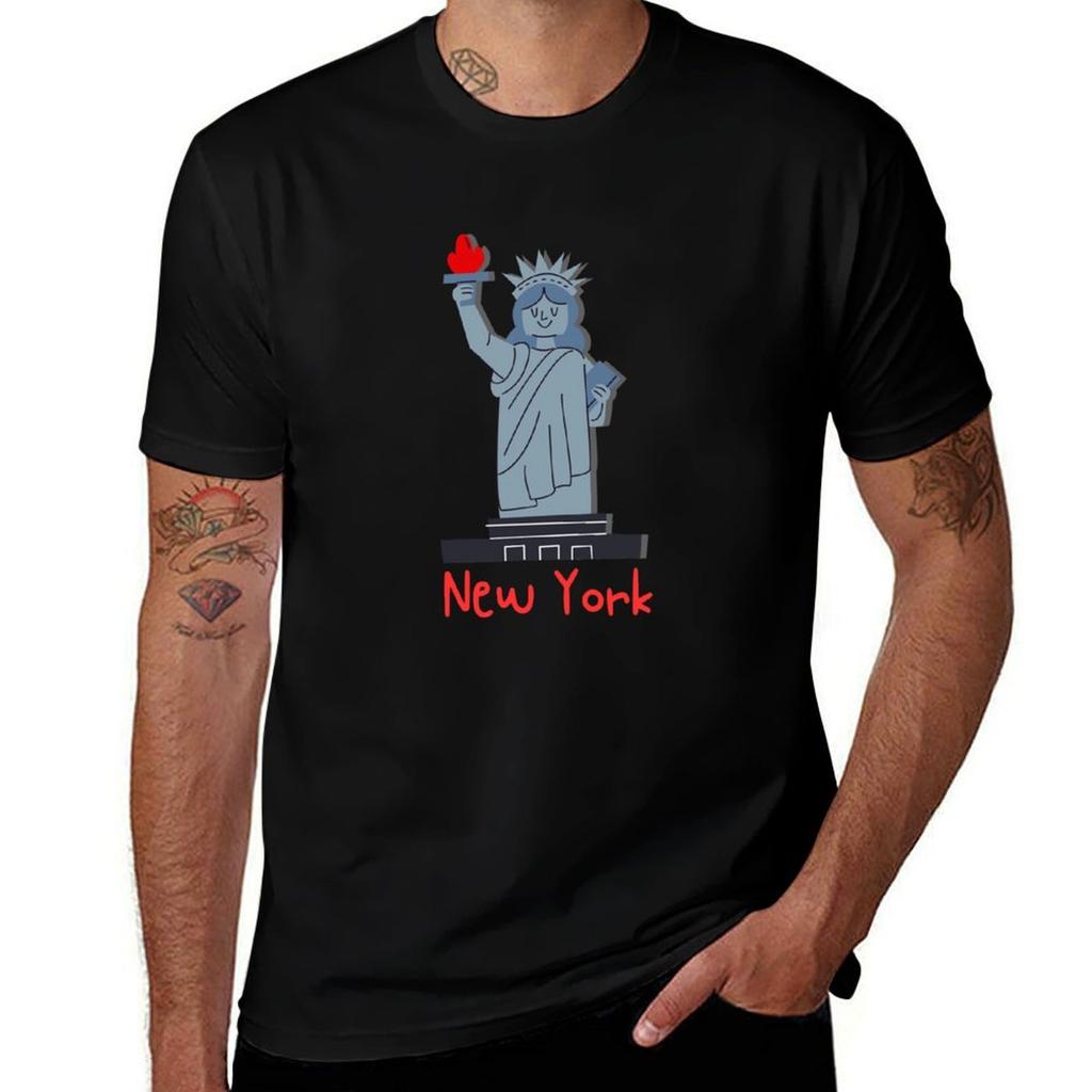 New York Statue Of Liberty Souvenir New York Tshirt Blue Archive Vintage Clothes Summer 2025 T Shirts Unisex