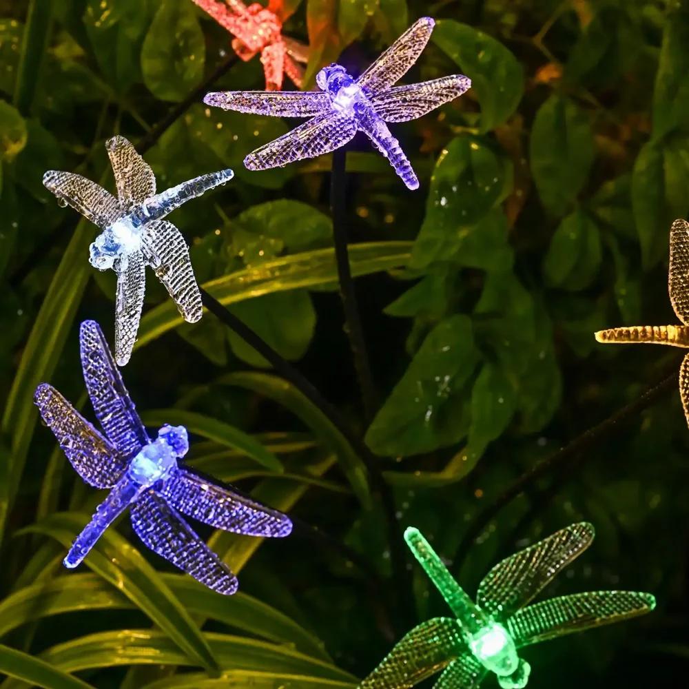 Garden Solar Dragonfly Lights Outdoor 6LED Decor Light Waterproof Stake Lights for Yard Pathway Patio