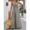 Cross-Border Foreign Trade European and American Women's Clothing 2025 Summer Fashion Sexy Deep V-neck Sleeveless Open Back Beach Vacation Style Dress