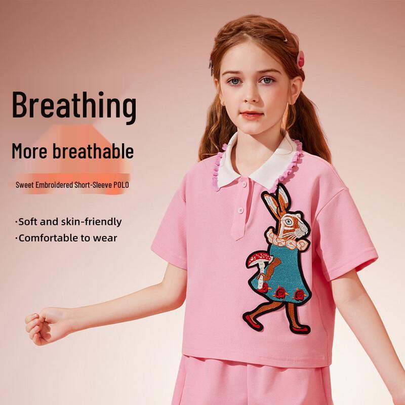 ABC KIDS Girls Embroidered Rabbit Summer Polo T-shirt 170