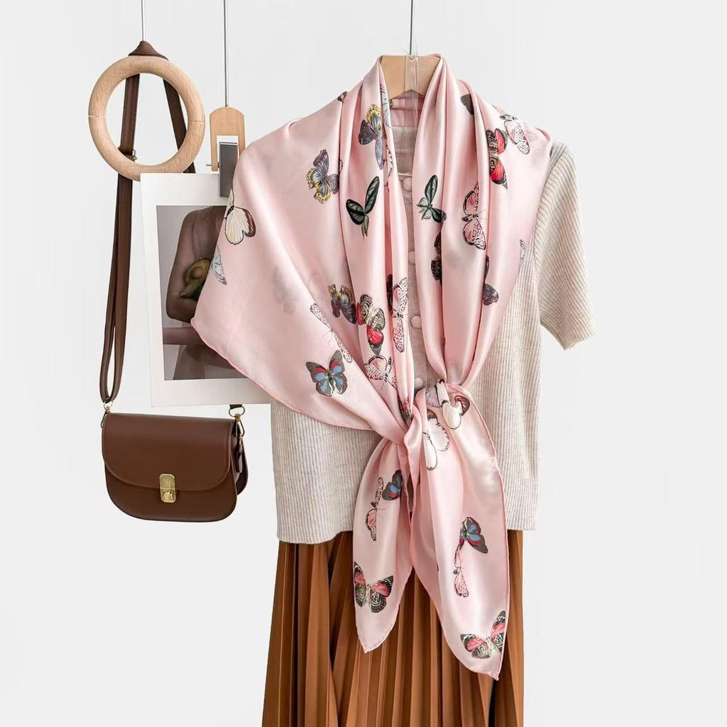 New fashion 111 mulberry silk silk scarf, women's Spring Festival gift for elders to keep warm 111 silk collection