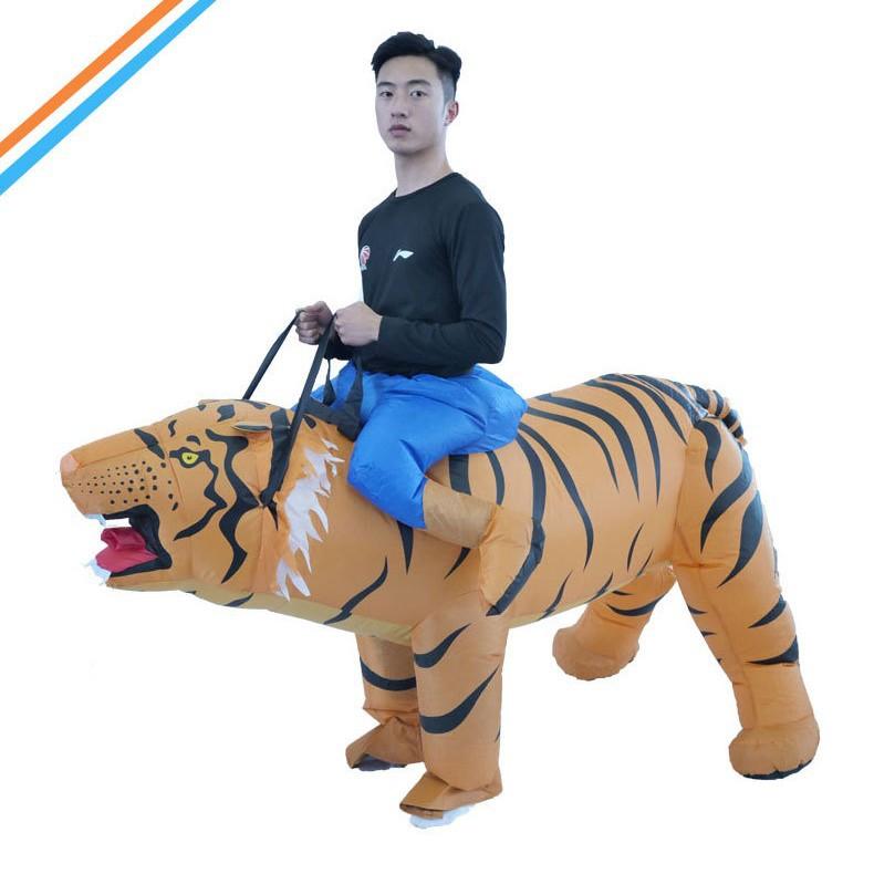 

Tiger Inflatable Suit Riding Beast Inflatable Costume Halloween Explosive Party Performance Costume Direct Sales cycling tiger inflatable suit