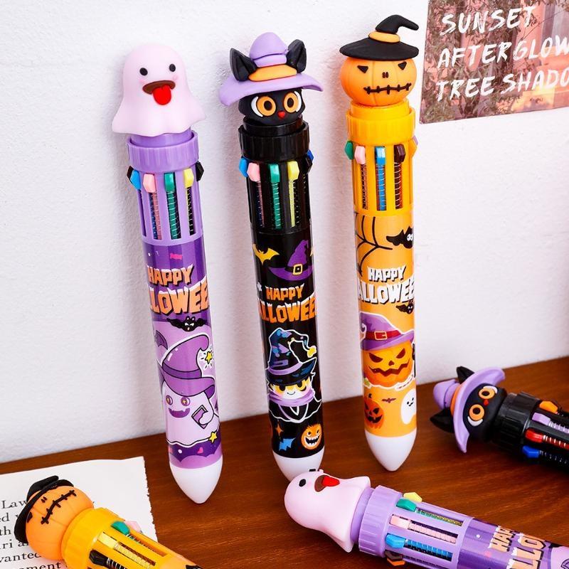 1/3Pcs Ghost Pumpkin Halloween Theme Ten Color Pens,Halloween Carnival Party Favors,Gift Bag Fillers Souvenir Prizes Gift