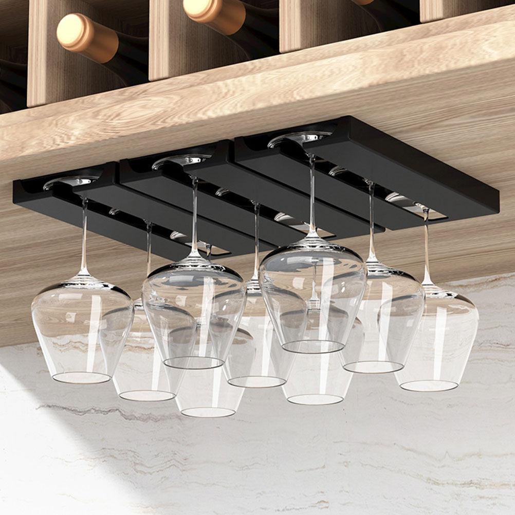 2Pcs Wine Glass Rack Under Cabinet Hanging Holder Space Saving Upside Down Wine Cup Organizer Kitchen Bar Cups Holder