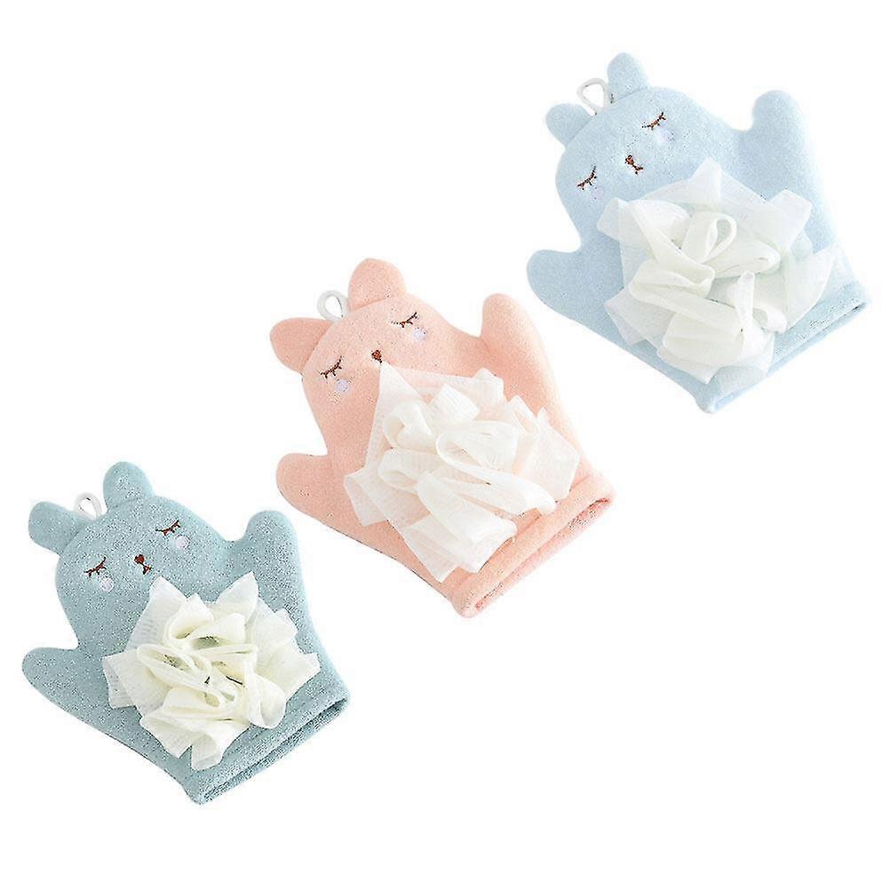 3pcs Bath Sponge Glove Shower Bathing Mitt Wash Gloves Body Scrub
