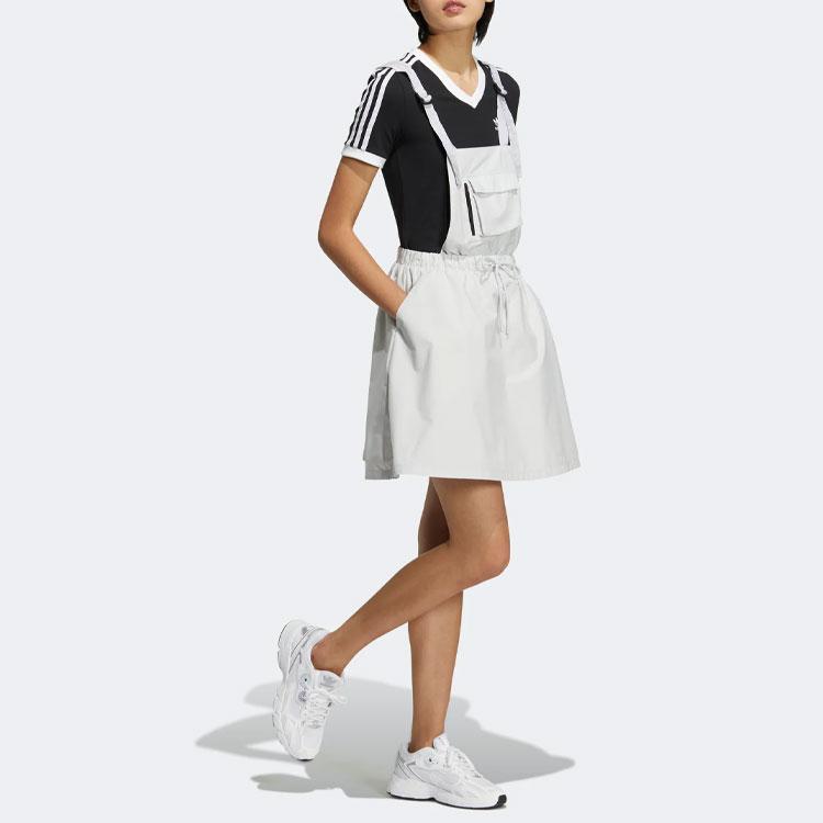 Adidas Originals Trefoil SS22 Solid Color Drawstring Strapless Dress Women Dress Off-White HS9496
