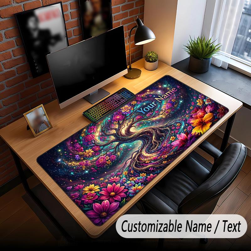 Tree of Life Theme Custom Mouse Pad Personalized With Name Text Customized Desk Mat For Office Home Decor
