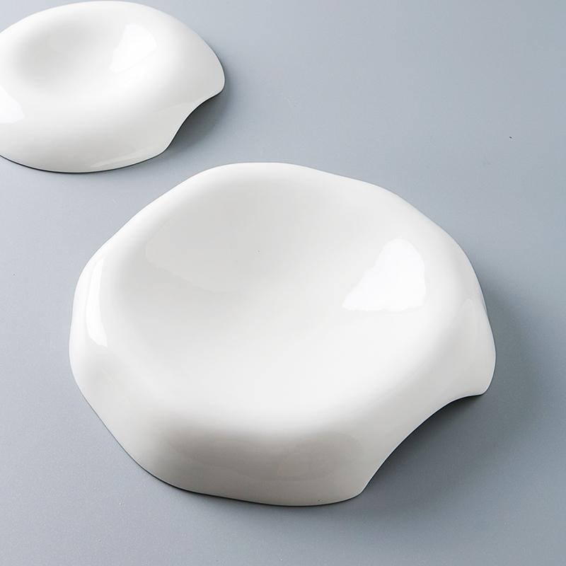 BRCeramic Sushi Dish Restaurant Porcelain Lotus Leaf Molecular Cuisine Tableware Dessert Snack Plate Dipping Sauce Fruit PlatterEY