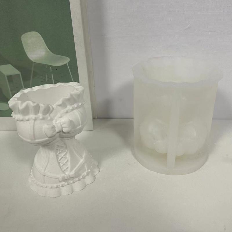 Skirt Vase Silicone Mould Handmade Woman Dress Candle Molds DIY Epoxy Resin Casting Moulds DIY Gypsum Flower Pots Making