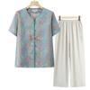 Mom's Chinese-Style Short-Sleeve Summer Top Set for Middle-Aged and Elderly Women