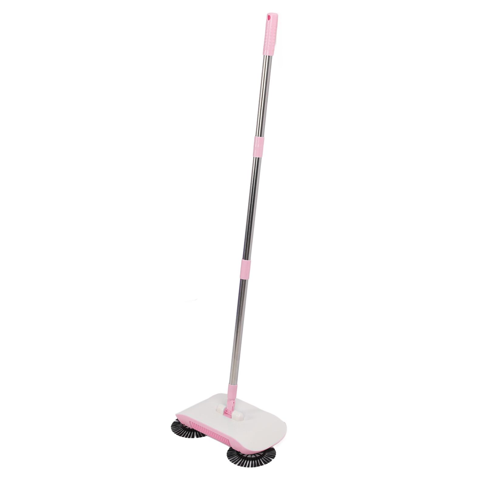 2 in 1 Hand Push Floor Sweeper Stainless Steel 180 Degree Rotating Hard Floor Mopping Sweeper Cleaner for Wooden Marble Tile