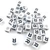 6x6mm Black Letter Beads On White Acrylic Squares for DIY Jewelry and Creative Accessories