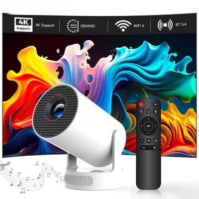 1 ks 4K HY300 Pro + Projektor Vstavaný 5W reproduktor 1280*720P Android 11 290ANSI Duálna Wifi6 BT5.4 Vonkajší Prenosný Projektor