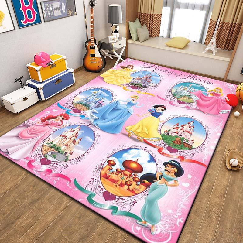 Beautiful All Princess Theme Cartoon Carpet for Living Room Bedroom Sofa Doormat Decor Rug Kid Non-slip Floor Mat Girl Nice Gift
