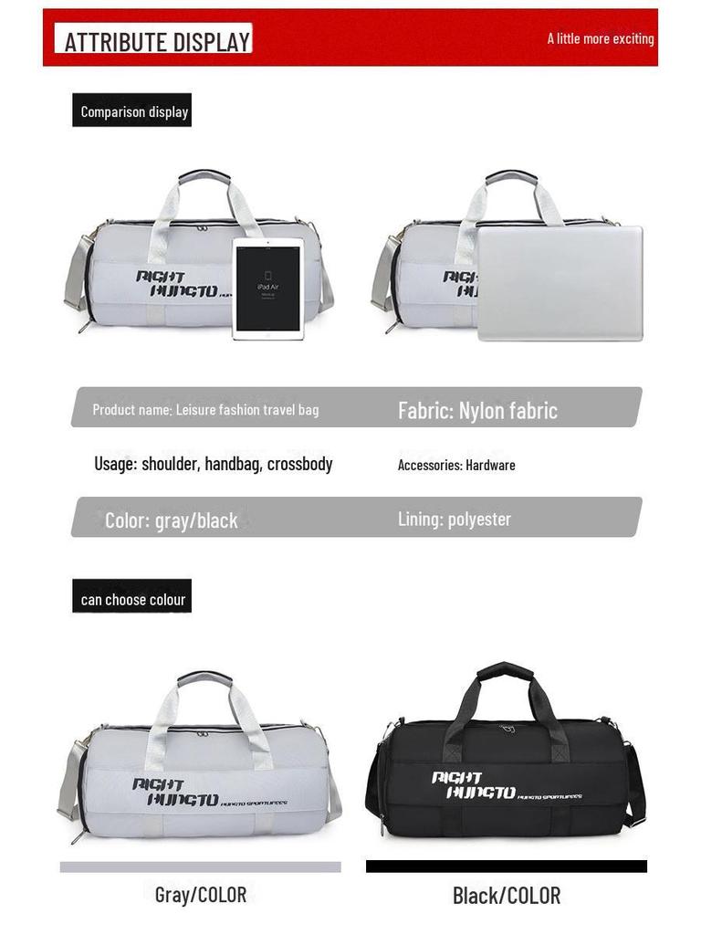 Large Capacity Unisex Travel Bag with Dry/Wet Separation for Sports, Fitness, and Swimming.