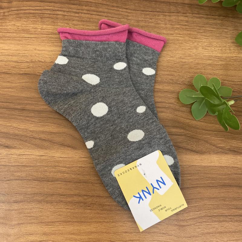 Spring/Summer 2026 Polka Dot Color Block Cotton Socks - Women s Candy Color Style with Rolled Hem One Size
