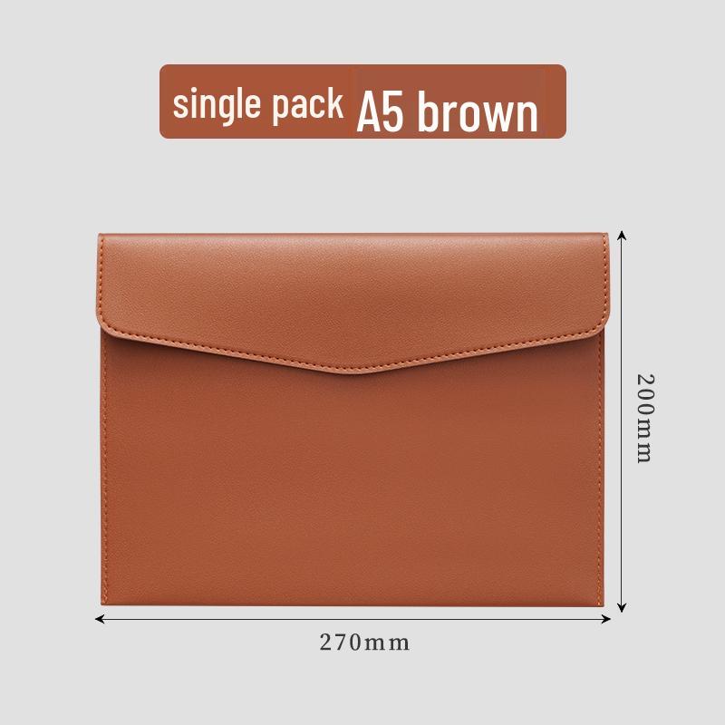 Leather A4 Document Bag: Waterproof, Snap-Button Business Briefcase & Office Folder