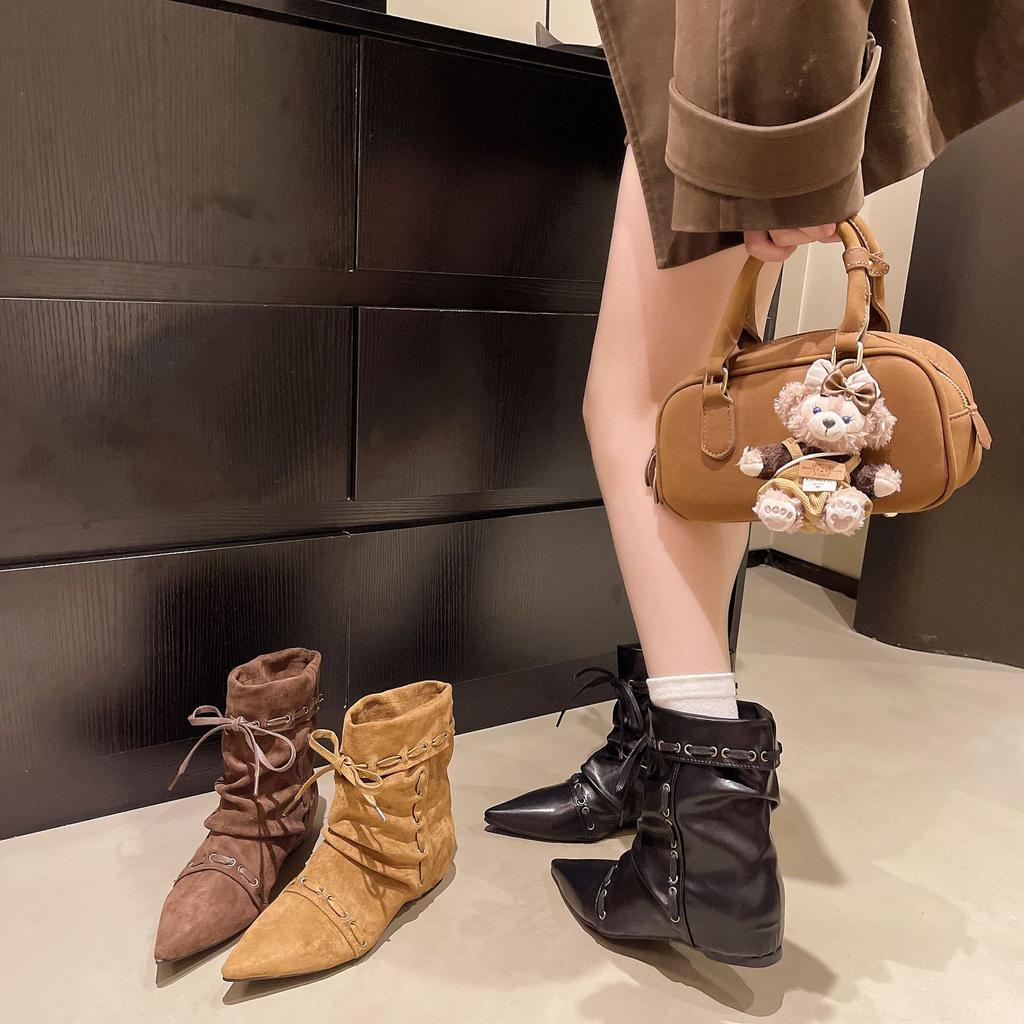 Stivali bassi con rialzo interno a punta francesi per bambini, nuovi estate e autunno 2025, stivaletti western cowboy merard, stivali Martin