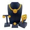 Dubai 24K Gold-Plated Women's Bridal Set Necklace Earrings Bracelet Ring Indian Nigerian Jewelry Four-Piece