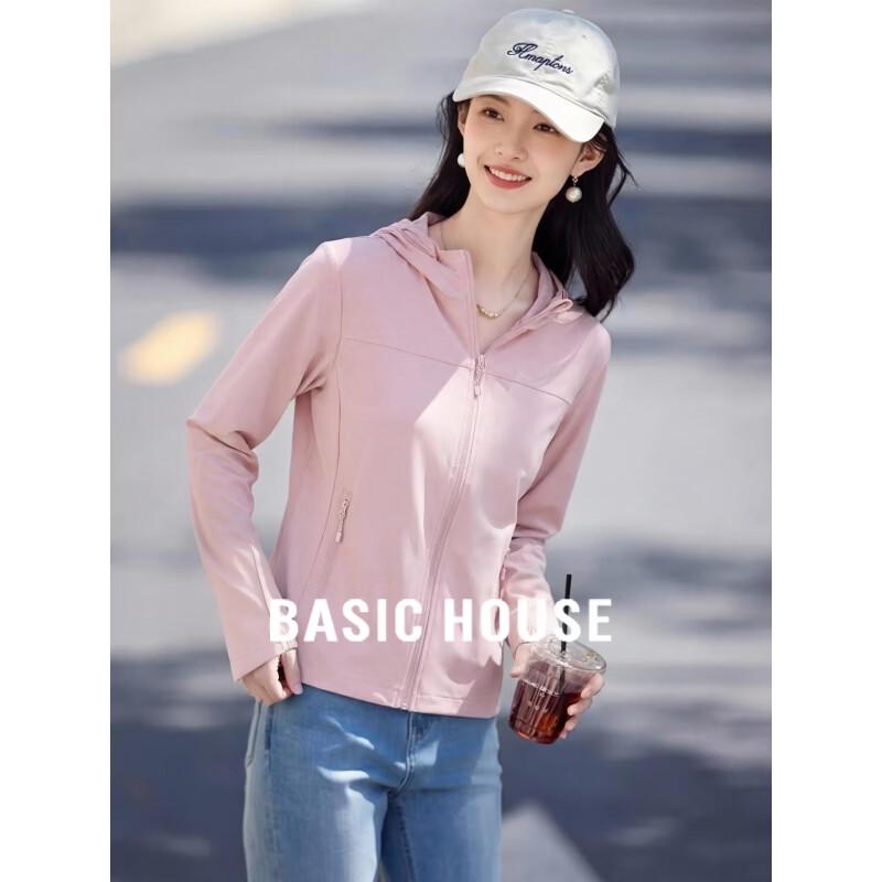 Basic House Women s Pink Ice Silk Hooded Sun Protection Jacket L