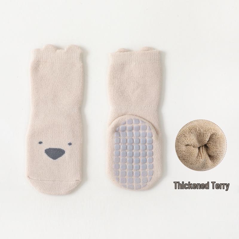 Infant Anti-slip Cartoon Dot Cotton Socks: Thickened Terry for Autumn & Winter