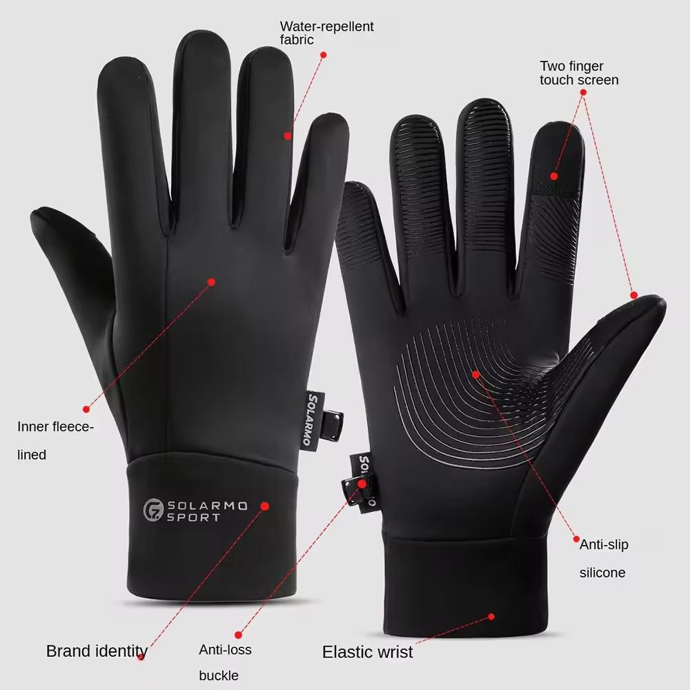 Winter Gloves For Men Waterproof Windproof Cold Gloves Snowboard Motorcycle Riding Driving Warm Touch Screen Zipper Gloves