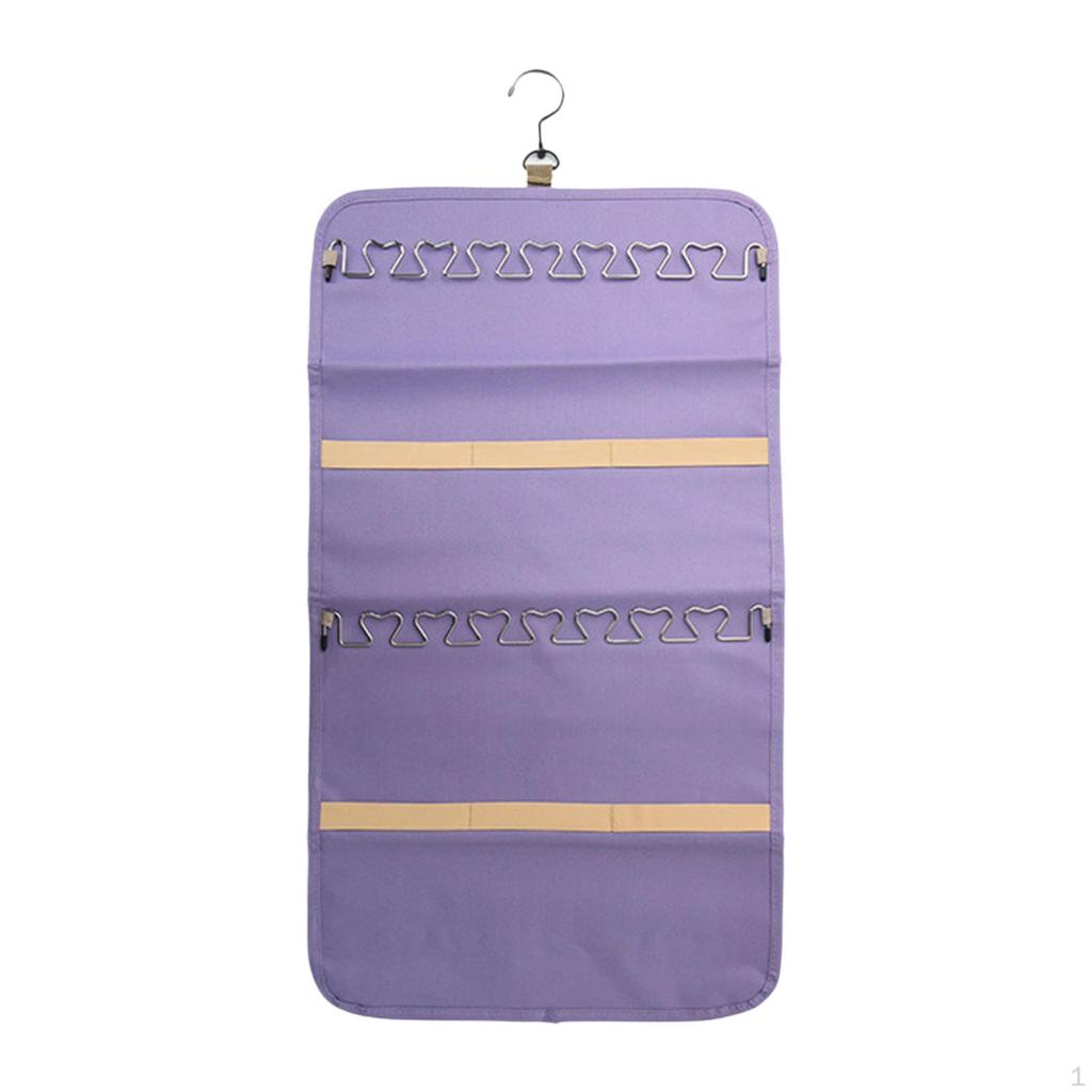 Double Sided Hanging Jewelry Organizer Roll for Earrings Rings Wall Door