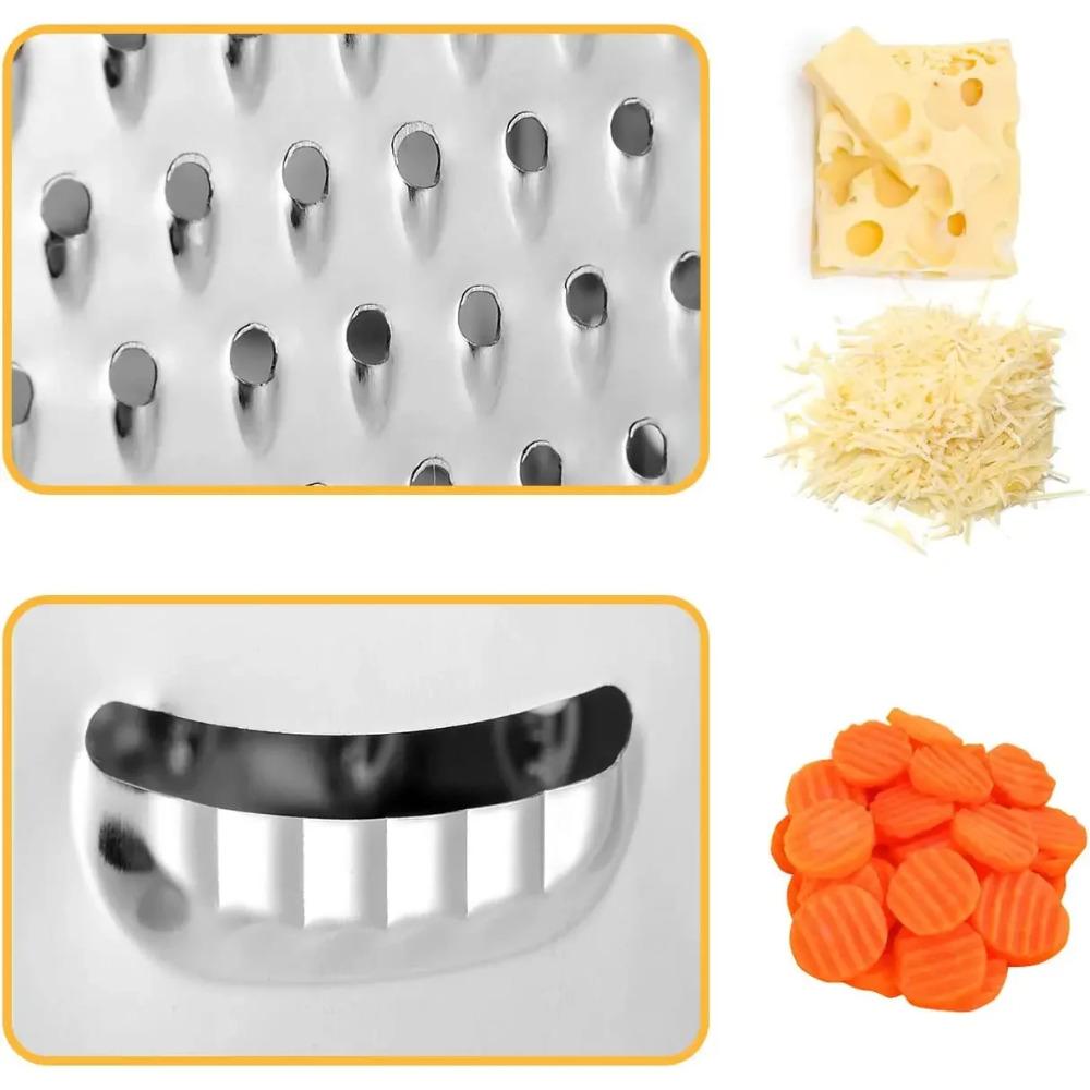 Stainless Steel 6 Sided Blades Box Grater Container Multipurpose Vegetables Cutter Manual Cheese Graters Kitchen Accessories