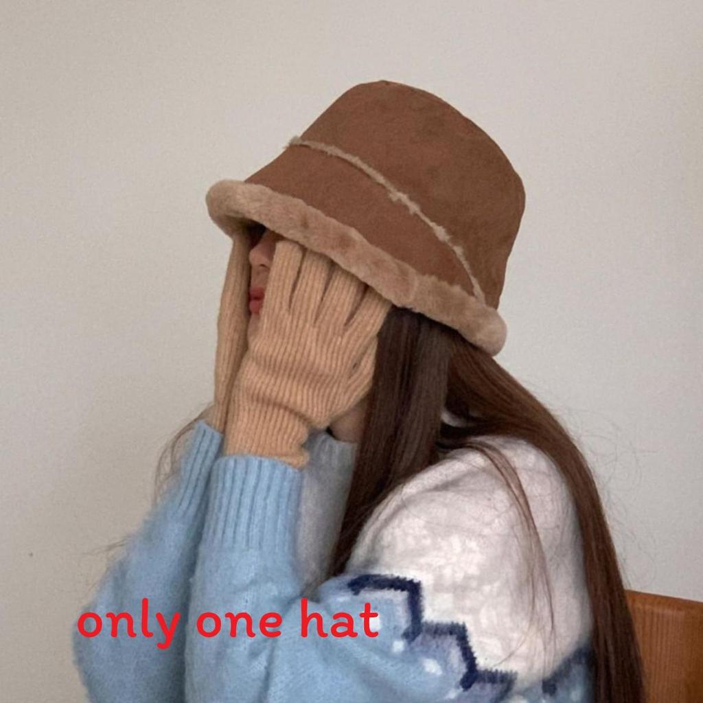 Winter Faux Suede Bucket Hat With Ear Flap For Women Warm Fashion Accessory