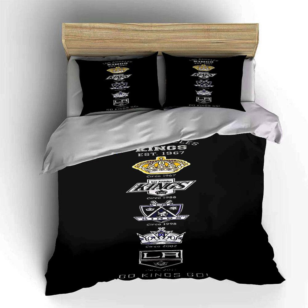 Los Angeles Kings Logo Evolution Design Print Bedding Set Duvet Cover Pillowcases (1* Duvet Cover 2* Pillowcases Do Not Include Comforter)