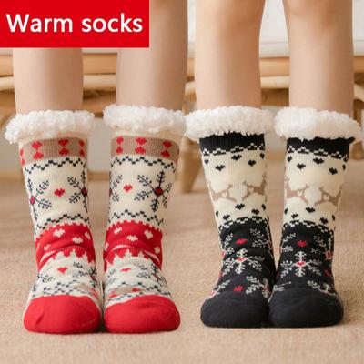 Christmas Socks Floor Stockings Sets Adult Women Padded Home Sleep Socks Non-Slip Snow Socks