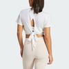 Adidas Yoga Studio Wrapped T-Shirt with Small Logo, Open Back and Lace-Up Design, Short Crop Top Women Tops White IS9001