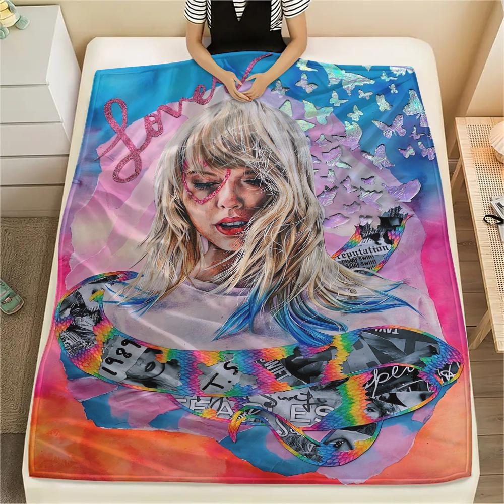 1Pc Swift Singer Print Flannel Blanket, High quality Comfortable for All Seasons, Home Decor, Warmth and Comfort, Perfect for Gifts